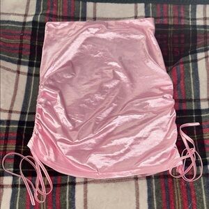 Pink Satin Drawstring Skirt